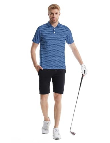 Lxopogk Camisa polo masculina de golfe divertida manga curta desempenho absorção de umidade secagem