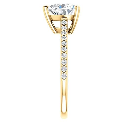 Gold Edge 3 Ct Heart Colorless Moissanite Engagement Ring,Wedding Bridal Ring, Eternity Solid 10K Yellow Gold Diamond Solitaire 4-Prong Anniversary Promise Gifts For Her (5) #TOP21