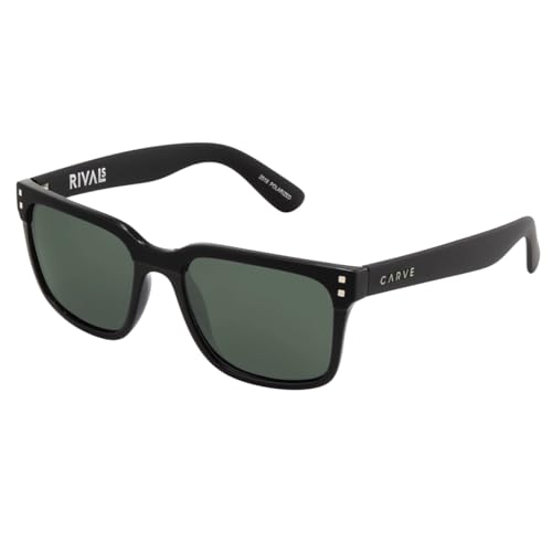 CARVE Eyewear Rivals Sunglasses, Combination Matte & Gloss Black Frame with Grey Green Polarized Lens2