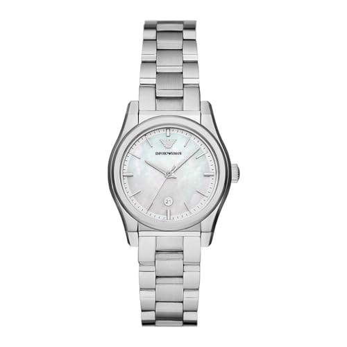Emporio Armani Orologio da donna, movimento al quarzo 32mm con data a tre lancette e cinturino in acciaio