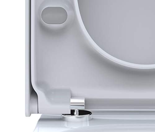 BADOSAN WC-Sitz für Duravit STARCK 3 mit Absenkautomatik SoftClose D-Form Edelstahlscharnier antibakterielles Duroplast weiß