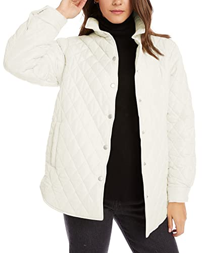 Women's Lightweight Quilted Jacket Stand Collar Single-Breasted Long Sleeve Warm Oversized Coat With Pockets #TOP1