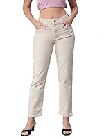 ADBUCKS Women Denim Straight Fit Jeans (40, Beige)
