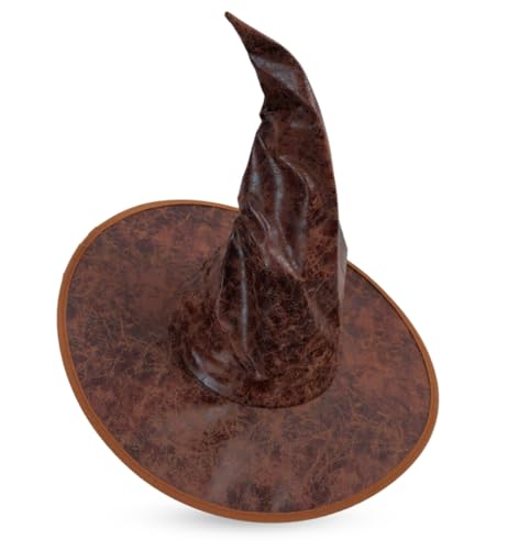 FRIES Chapeau de sorcière rustique aspect cuir vieilli – Parfait pour les sorcières forestières et les herboristes (58 cm)