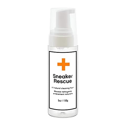 SneakerRescue All-Natural Cleaning Foam. Remove Dirt, Grass Stains, Scuffs & Mud from Any Type of Athletic Shoe: Tennis Shoes, Golf shoes & Leather or Suede sneakers. 5oz/150ml pump bottle Cover
