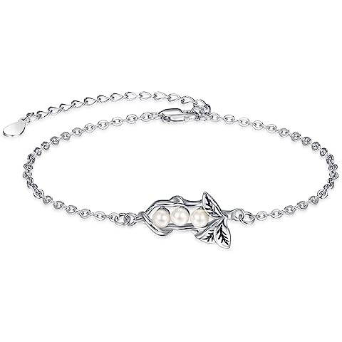 Palpitate 3 Peas Pod Bracelet Pendant Pearl Bracelets Pods Bracelet for Women Peas jewelry Birthday Gifts for Women Mom Daughter Cover