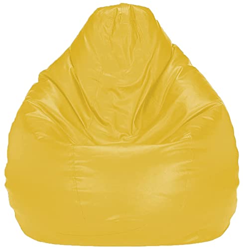Image of Casa Copenhagen Premium Leather Bean Bag Chair, Filled with Beans | Capacity: Upto 7 Ft Height, 200 KG Weight | 5XL | Sun Flower Yellow