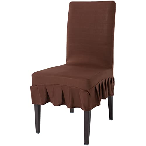 Image of HOKIPO Elastic Stretchable Seat Frill Cover for Chairs Washable Slipcover Protector (AR-4092-D3), Polyester Blend