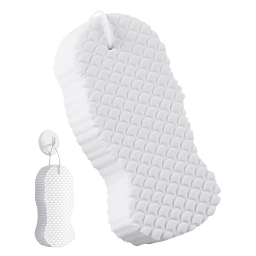 Esponja de baño - Experiencia de limpieza hidratante, esponja exfoliante 3D para ducha, esponjas de masaje para hombres y mujeres | Dispositivo de limpieza exfoliante suave para niños, baño, hotel