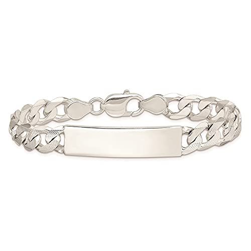 925 Sterling Silver Engraveable Curb Link Name Bar Identification ID Bracelet