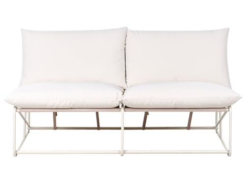 Beliani Gartensofa Metall Hellbeige Dicke Sitzkissen niedrig breit ohne Armlehnen Pico Beliani Gartensofa Metall Hellbeige Dicke Sitzkissen niedrig breit ohne Armlehnen Pico