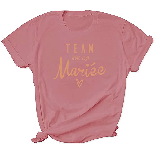 WOOD MEETS COLOR JGA T Shirt Team Braut, JGA Tshirt Frauen, Junggesellenabschied T-Shirt, Brautjungfer Tshirt(Rose Rouge L) Cover