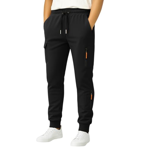 Cargo Sweatpants for Men Casual Classic Golf Fleece Lined Joggers Outdoor Hiking Cargo Scrub Pants with Zip Pockets3
