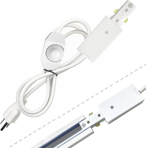Bravsekai Track Lighting Live End Cord with Inlne Dimmer Switch, 4.92FT H Track Live End Feed...