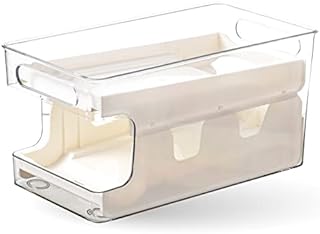 Fridge Can Dispenser Rack - Kitchen Cupboard Organiser - Fridge Can Organisers - Rolling Can Dispenser Fridge Storage - Drinks Can Dispenser for Fridge - Kitchen Cupboard Storage to Save Space (White)