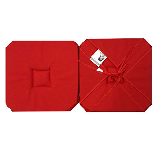 Coussin de chaise 4 rabats uni rouge pomme d'amour