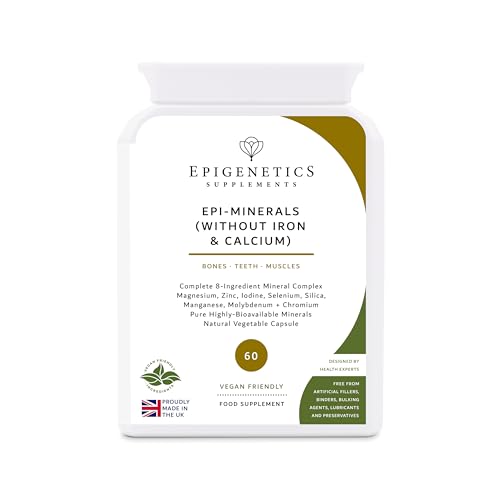 Epi-Minerals (Without Iron & Calcium) | 9-Mineral Complex: Silica, Magnesium, Zinc, Iodine + 4 More | 60 Vegan Capsules UK Made | 1 Capsule Daily (2 Month Supply)
