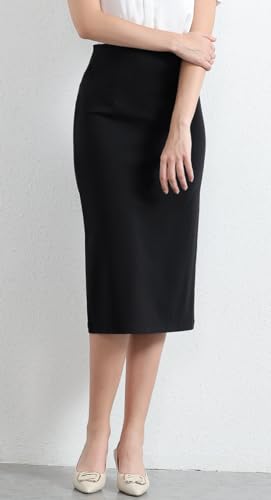 Women’s Classic Below Knee Pencil Skirt Stretch Line Midi Skirt of Business Casual Outfits4