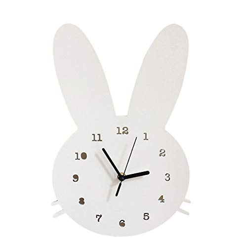 AkoMatial - Reloj de pared analógico con forma de conejo de madera nórdica