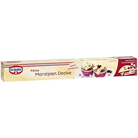 Dr. Oetker Feine Marzipan Decke, 300 g, fertig ausgerollter Überzug, zum Umhüllen und Verzieren von Torten, Kuchen & Gebäck bis Ø 26 cm, sofort gebrauchsfähig, vegan Cover