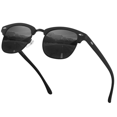 GIMDUMASA Occhiali da Sole da Uomo Polarizzati Occhiali da Sole Mezza Montatura per Uomo Donna Protezione UV Retrò