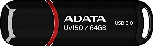 ADATA UV150 64GB USB 3.2 Gen1 Pen Drive (Black) – High-Speed 100MB/s Read, Compact Snap-On Cap, Plug-and-Play Flash Drive for Laptop, PC, Smart TV, Gaming & Car Audio