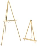 Wooden Tripod Simple Display Wedding Easel Stand 2 Heights Adjustable Holds 10lb - A-Frame Tray Hold