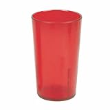 12 oz. Restaurant Tumbler Beverage Cup, Stackable Cups, Break-Resistant Commmerical Plastic, Pebbled Texture, Set of 6 - Ruby Red