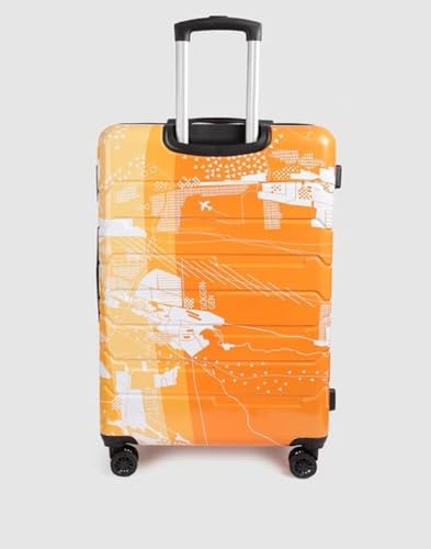 Image of TEAKWOOD LEATHERS Twin Printed Hardside Trolley 360 Degree 8 Roating Wheels, Trolley Bag for Travel (Orange, Large)