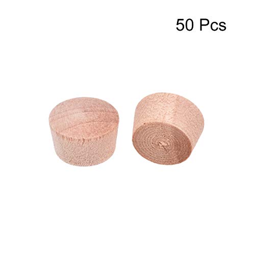 Image of uxcell Wood Button Top Plugs 15 /32 Inch Wood Color Hardwood Furniture Plugs 9 /25 Inch Height 50 Pcs