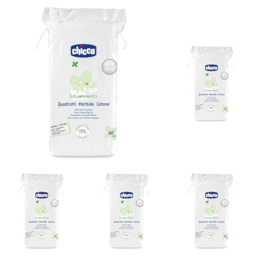 Image of Chicco Baby Soft Cotton Square 60 Pieces (Pack of 5)