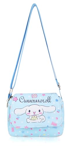 Roffatide anime mini bolso corredizo kawaii Lolita JK Girls bolso de hombro con solapa de cuero sintético mochila azul