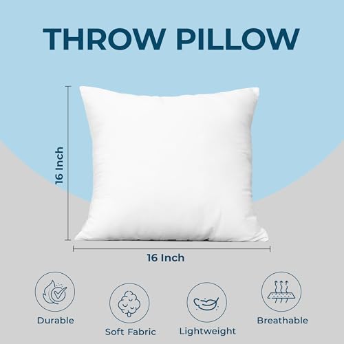 Utopia Bedding Throw Pillows (Set of 4, White) – 16 x 16 Inches Down Alternative Pillows for Bed, Sofa, and Couch - Fluffy Decorative Stuffer Pillow for Indoors & Outdoors