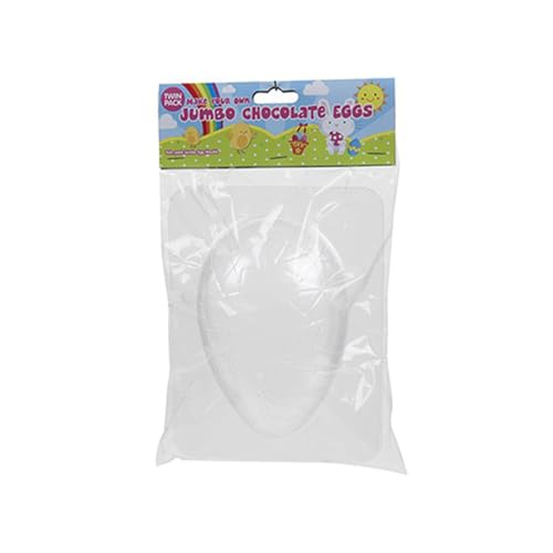 White Plastic Jumbo Chocolate Egg Moulds - 20cm x 15cm (Pack of 2) - Premium Quality Material, Easy to Use Mold - Ideal for Kids Parties