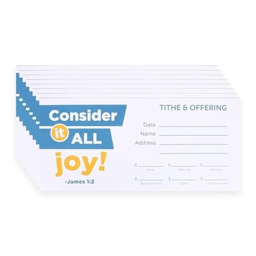 Church Offering Envelopes - Cash Envelopes For Tithes And Offering Pack of 100 - Swanson Christian Products (Consider It All Joy, 100, Pack)
