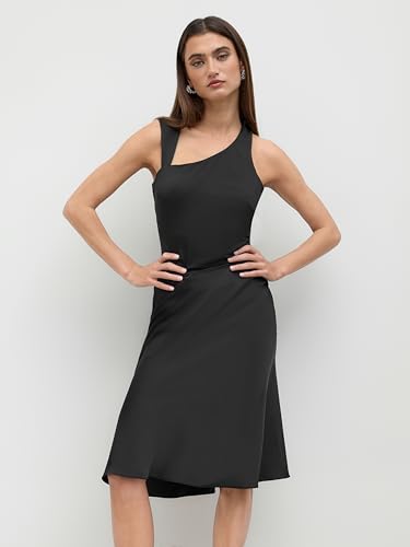 CIDER Satin Skirts Ruffle Bias Cut High Waist Knee Length Midi Skirt Elegant Party Skirt3