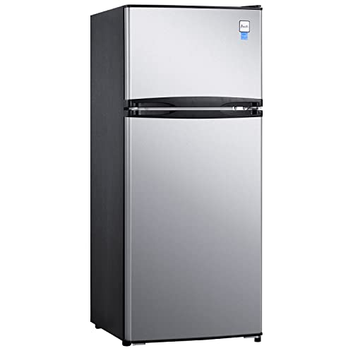 Avanti Apartment Refrigerator Freestanding Reversible Dual Doors Compact Design Full Fridge with Top Freezer, Adjustable Shelves, Full Range Temperature Control, with Crisper, 4.5-Cu.Ft, Metallic on Fridge.com