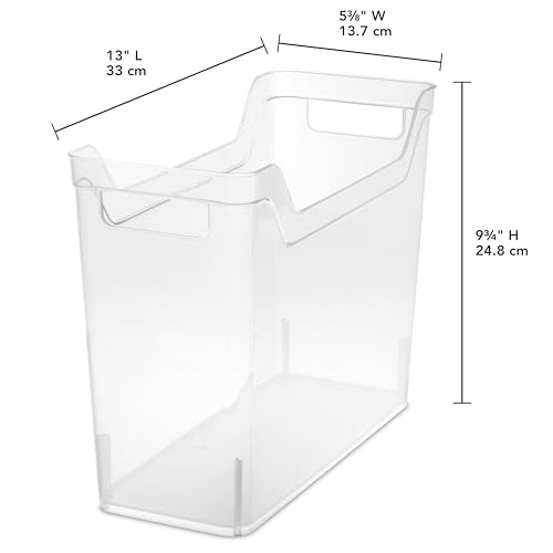 Sterilite Narrow Shelf Bin with Handles, Plastic Storage Container for Organizing Shelving, Closet, Pantry, and Countertops, Clear, 6-Pack - Image 6