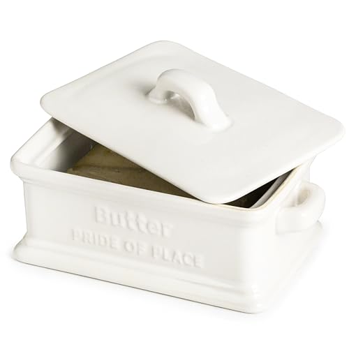 Spoon Rest for Stove Top, Ceramic Spoon Holder & Butter Dish with Lid, Ceramic Butter Dish for Countertop