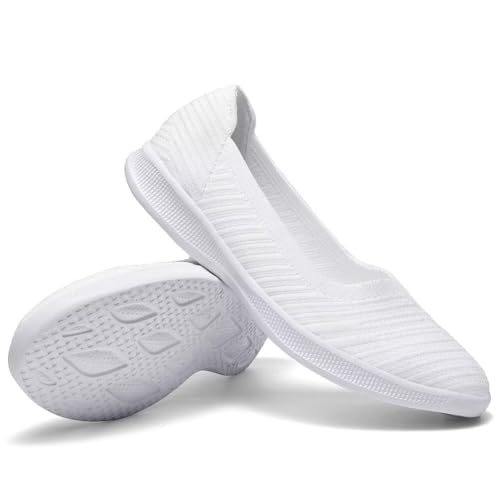 konhill Women's Slip on Loafers - Comfy Walking Tennis Low-Top Ballet Flat Nurse Shoes Casual Sneakers4