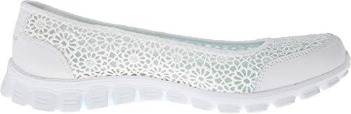 Skechers Sport Women's Ez Flex Sweetpea Slip-On Flat, White, 10 W Us #TOP5
