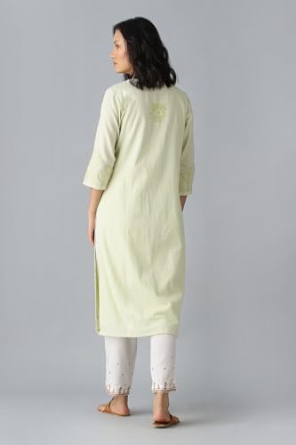 Image of Taneira Women Cotton Embroidered Light Green Kurta for Women (KUSS22FW6676XL-Light Green-XL)
