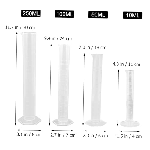 Probeta graduada de plástico TOYANDONA de 250ml con base hexagonal para medición 5