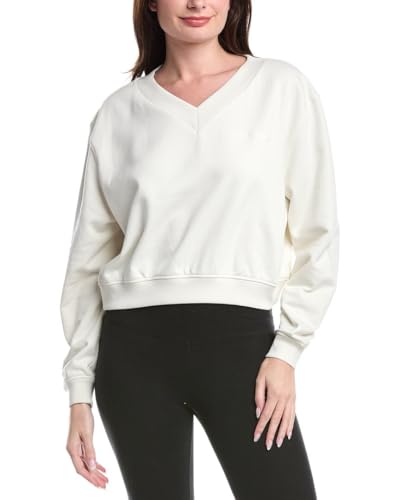 Sweaty Betty REVIVE CASUAL CROPPED V-NECK SWEATSHIRT Lily White