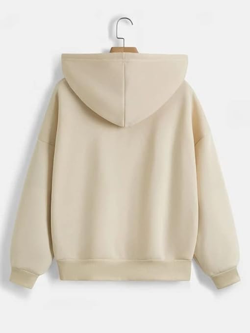Image of Casual Solid Full Sleeves Stylish Winter Hooded Neck Fleece Zipper Hoodie for Women