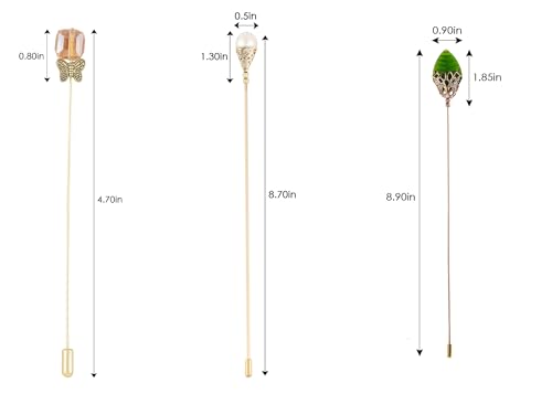 Image of Alilang 3Pcs Vintage Style Hat Lapel Brooch Pins with Flexible Bendable Design for Secure Fit on Hats, Scarves, and Suits