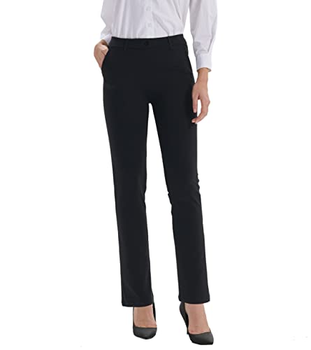 Nuveti Womens Dress Pants Pull On Stretch Yoga Dress Business Work Pants, 4 Pockets Thin Skinny Pants For Work Or Casual (Black, X-Large) #TOP3
