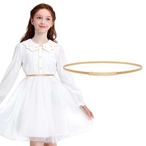 Cowboyguru Kids Skinny Gold Metal Waist Belt For Girls Elastic Metal Chain Waist Belt #TOP5