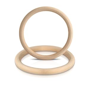 2 Pcs Wooden Rings for Crafts, 100mm Natural Unfinished Wood Rings, Wood Teething Ring Loops Pendants for DIY Arts and Crafts Curtain Jewelry Making Home Decor(100mm)