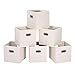 Cloth Storage Bins, MaidMAX Set of 6 Nonwoven Foldable Collapsible Organizers Basket Cubes with Dual Plastic Handles for Gift, Beige